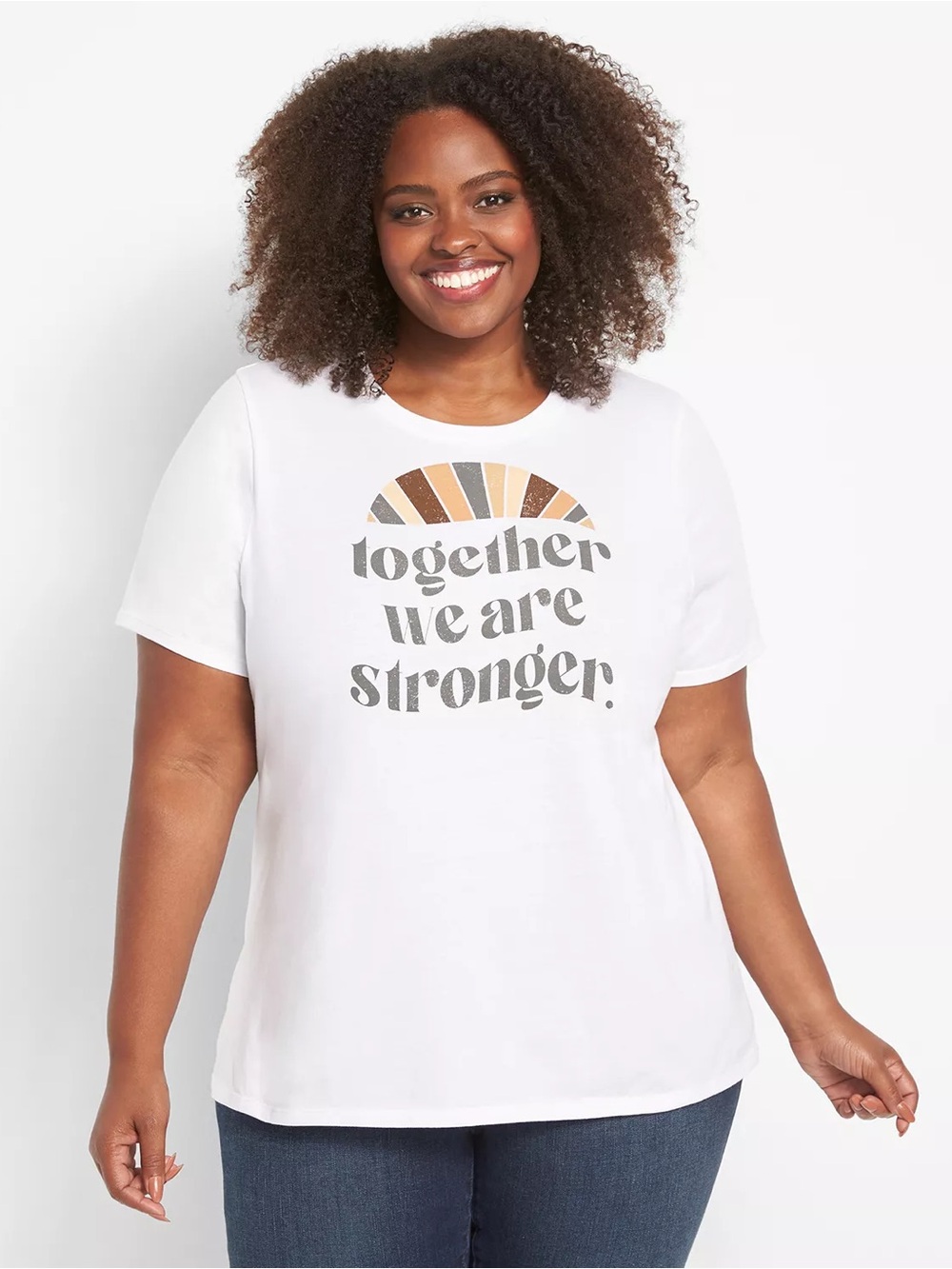 Lane Bryant White Together We Are Stronger Graphic Tee Size 30/32
